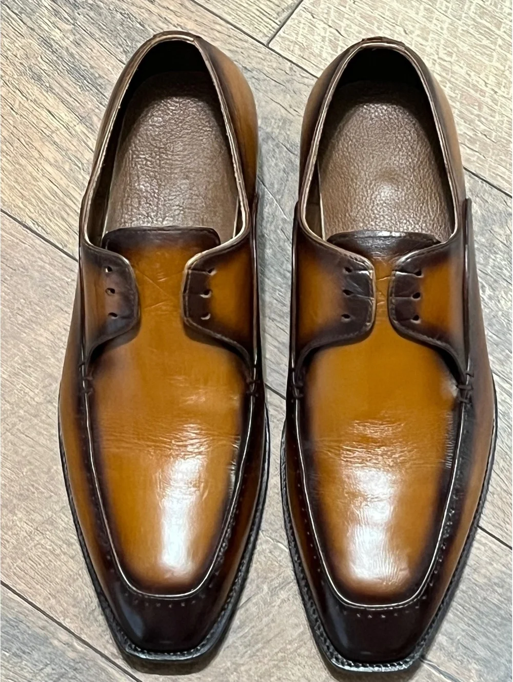 Elite Solez Men’s Brown Leather Dress Shoes Classic Oxford Style with Patina